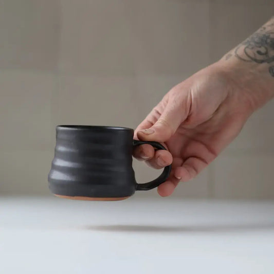 Black Handmade Ceramic Pottery Espresso Cup