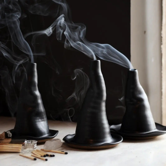 Witch Hat Incense Burner | Black Stoneware Handmade Ceramic
