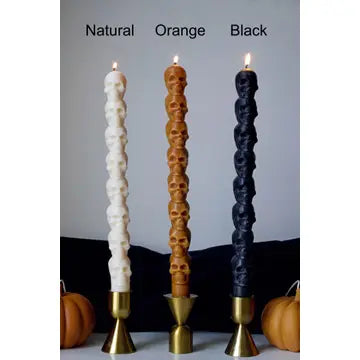 PRE-ORDER Skull Taper Candle Set - Natural