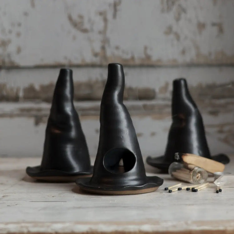 Witch Hat Incense Burner | Black Stoneware Handmade Ceramic