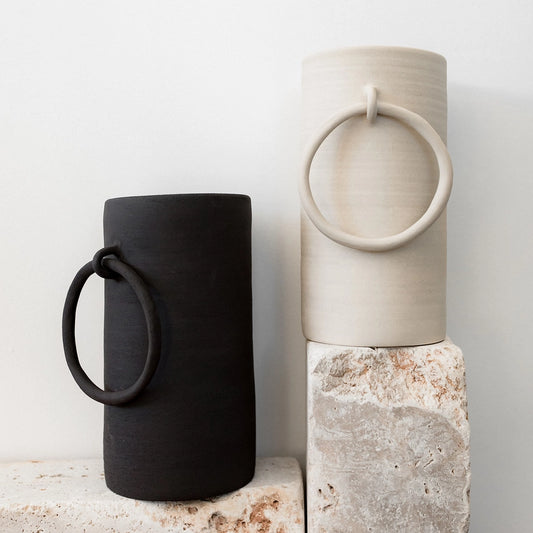 Black Ceramic Big Ring Vase