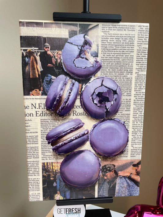 Julia Stan - Purple Macaroons - Oil on Newspaper