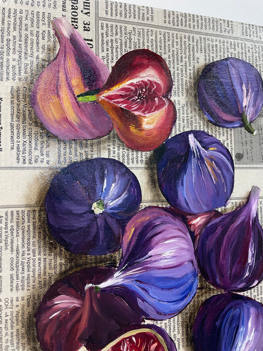 Julia Stan - Figs- Oil on Newspaper