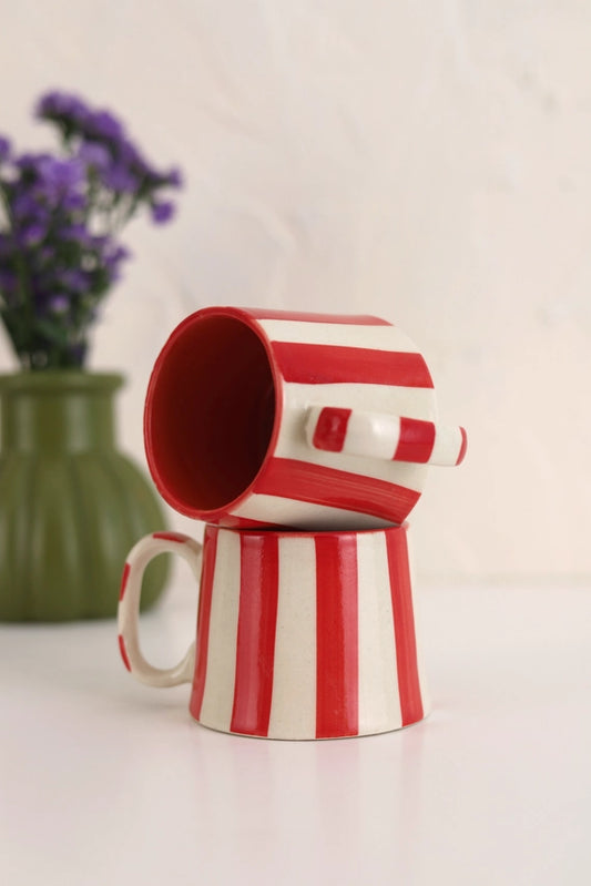 Red Stripe, Handmade Coffee/Tea Mugs