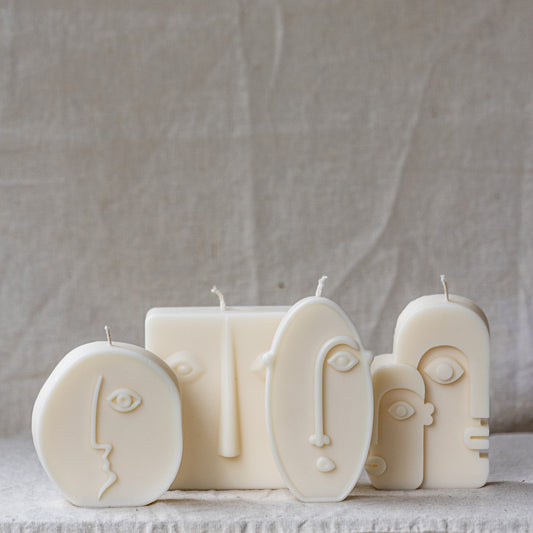 Abstract Faces Candle Set, Modern Art Decor Candles