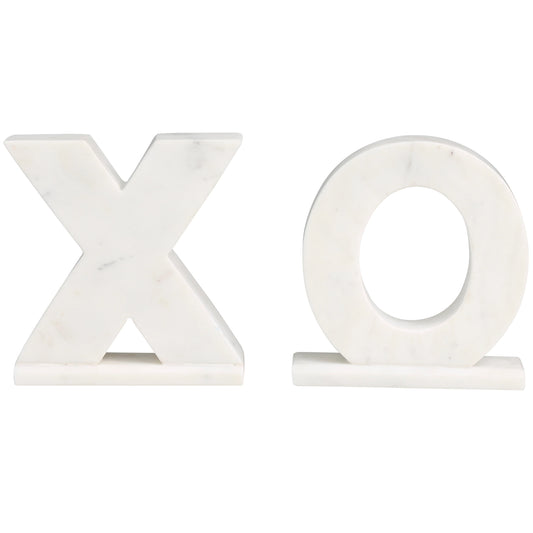 White Marble XO Bookends