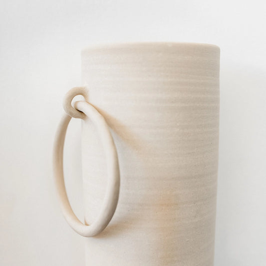 Beige Ceramic Big Ring Vase