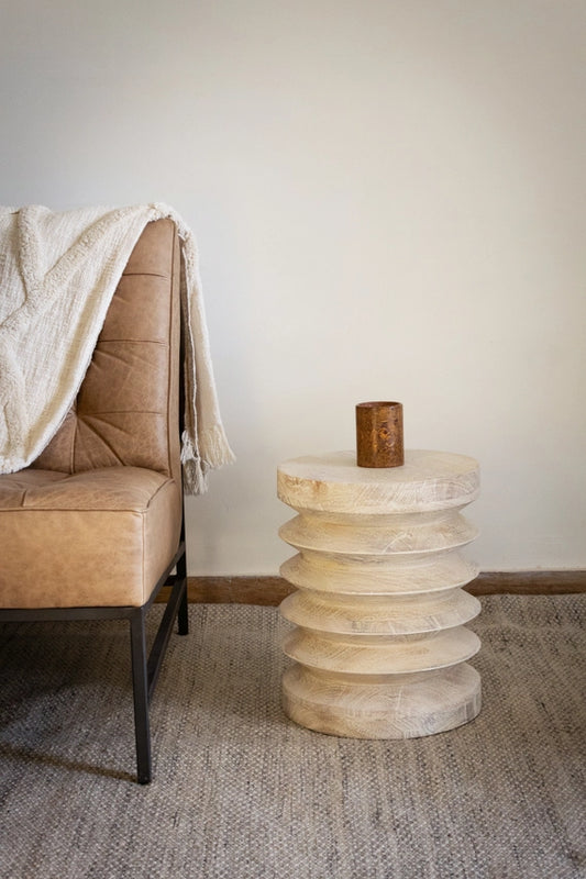 Owen White Washed Side Table