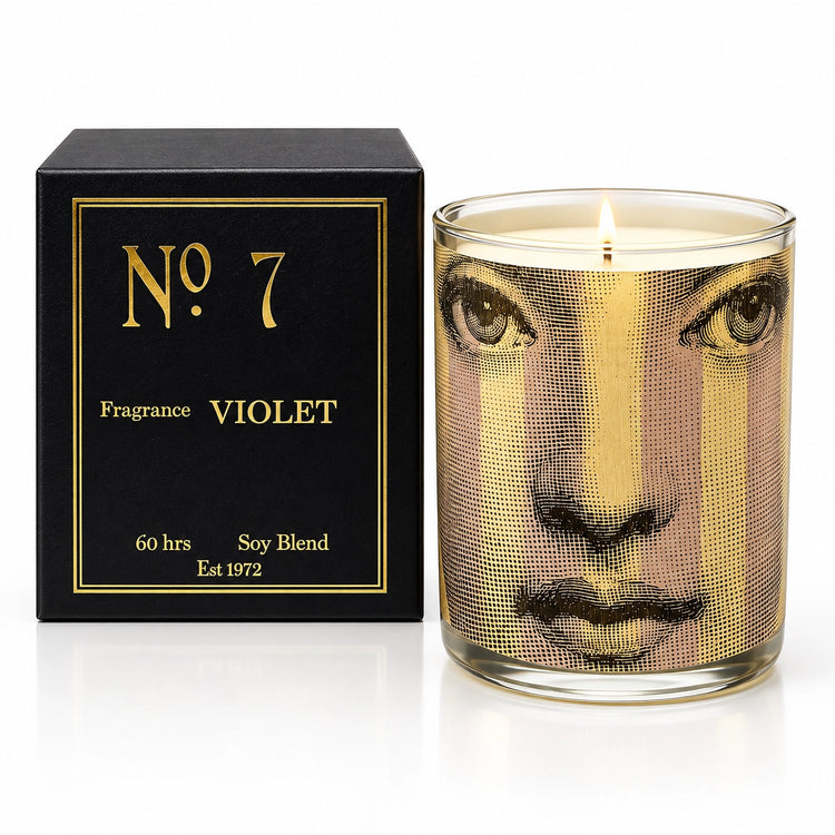 No 7 Violet Wood Wrapped Candle
