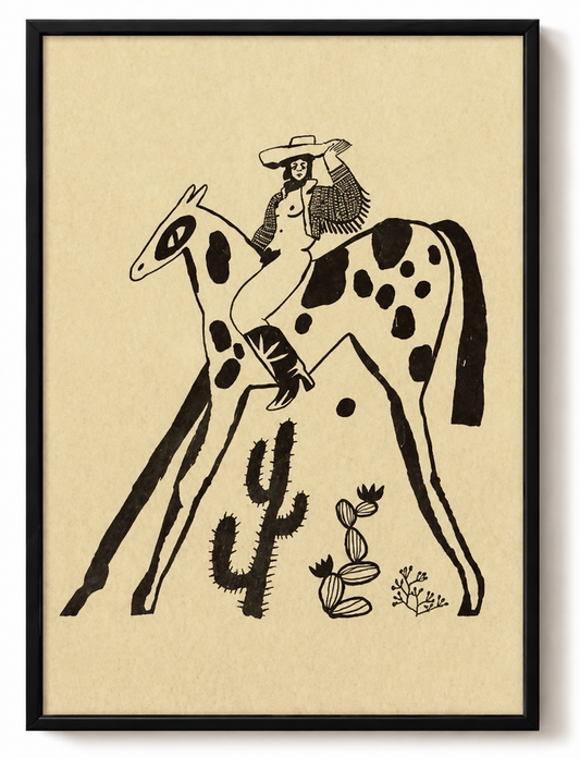 I prefer Cowgirls by Eniko Katalin Eged 18x24 PRINT- Framed in Black