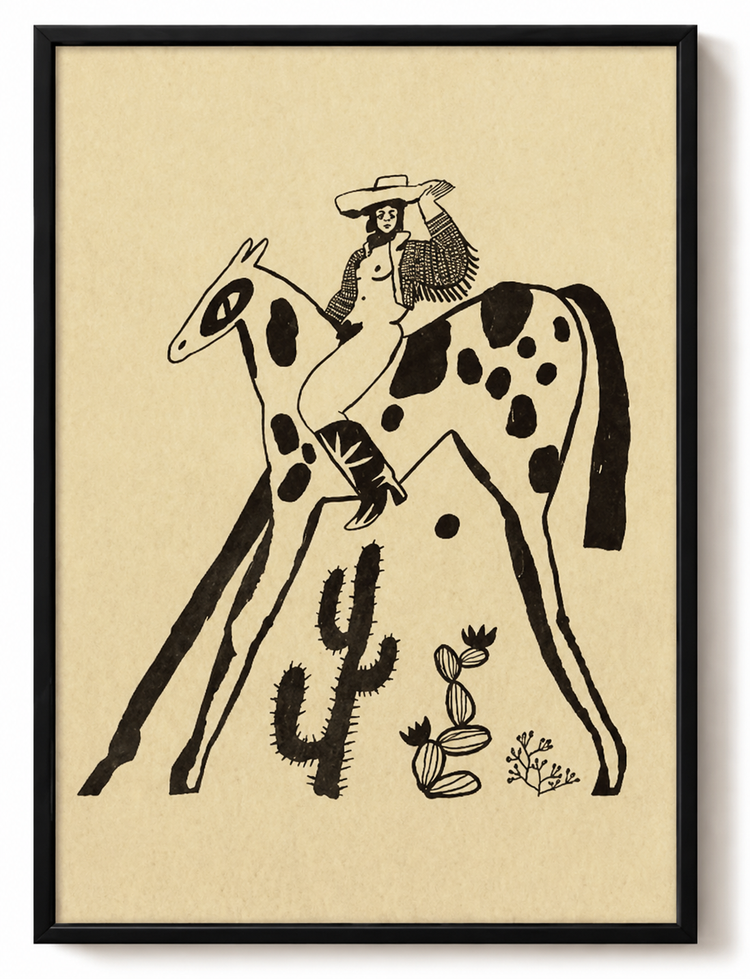 I prefer Cowgirls by Eniko Katalin Eged 18x24 PRINT- Framed in Black