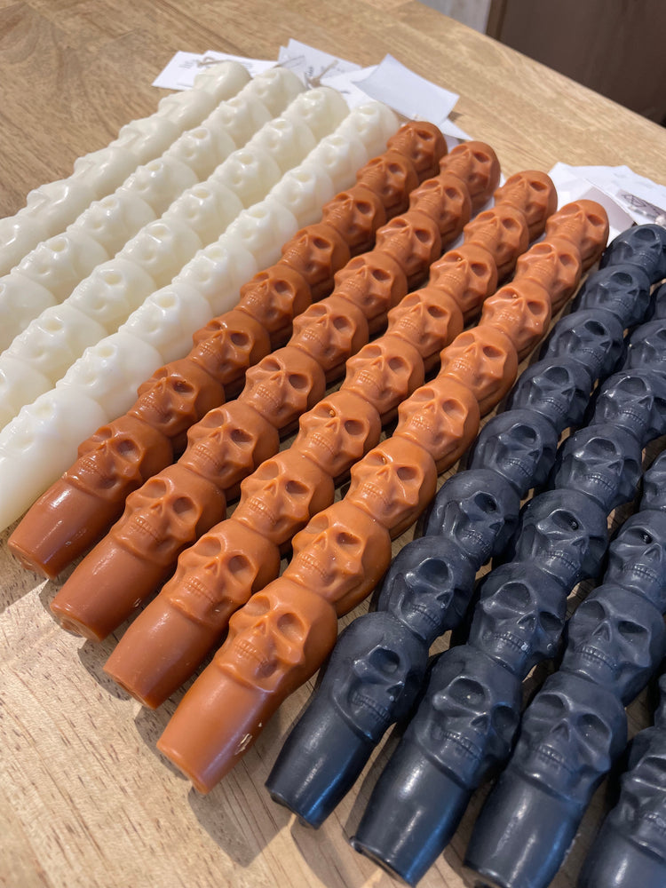 PRE-ORDER Skull Taper Candle Set - Natural