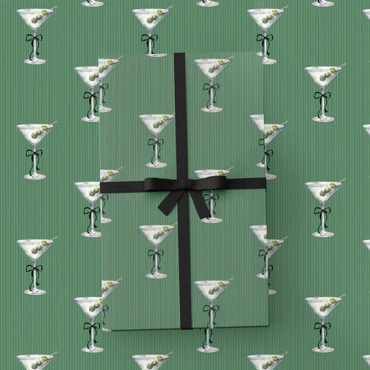 Tini Holiday Martini & Bow Wrapping Paper