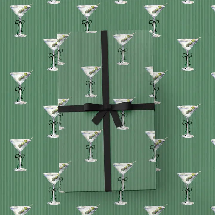 Tini Holiday Martini & Bow Wrapping Paper