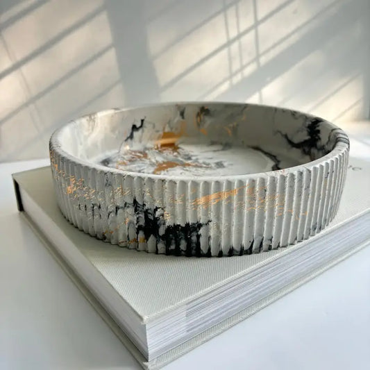 Concrete Fluted Bowl - Black Fusion