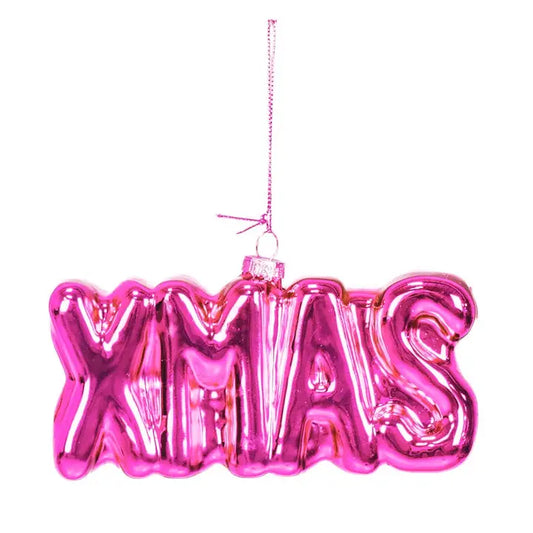Hot Pink "XMAS" Ornament