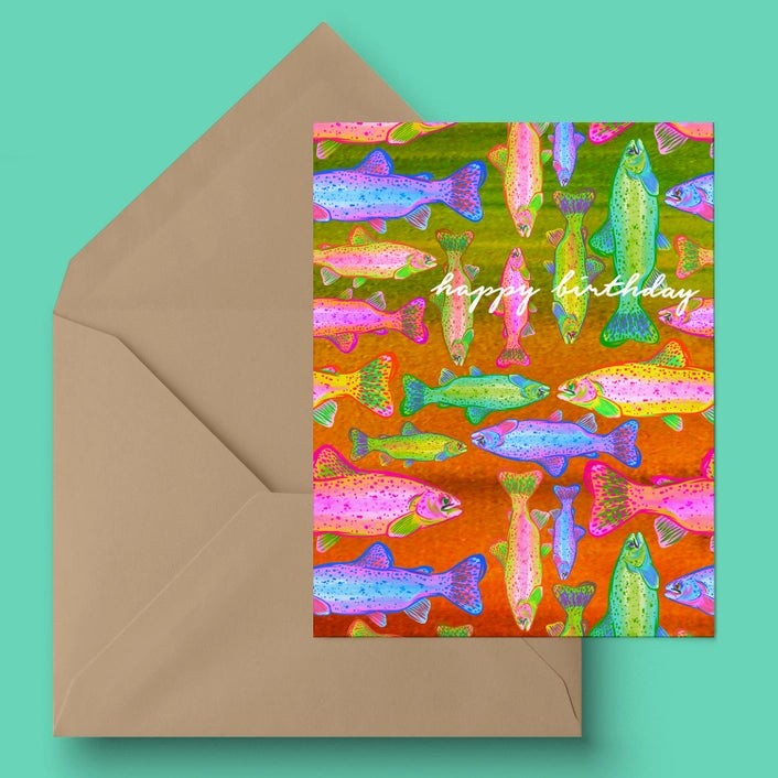 Rainbow Trout Fish Birthday - Greeting Card