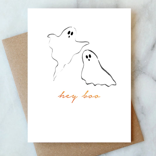 Hey Boo Halloween Greeting Card | Fall Holiday