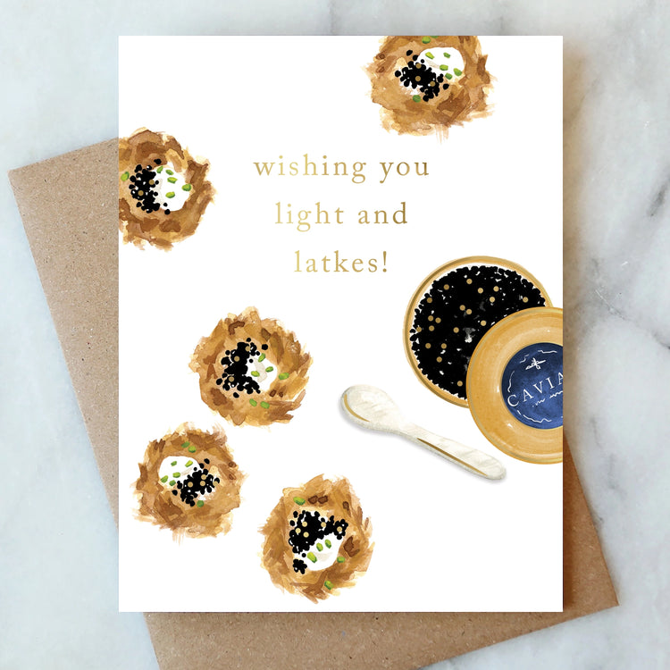 Latkes and Caviar Hanukkah Greeting Card | Holiday Card